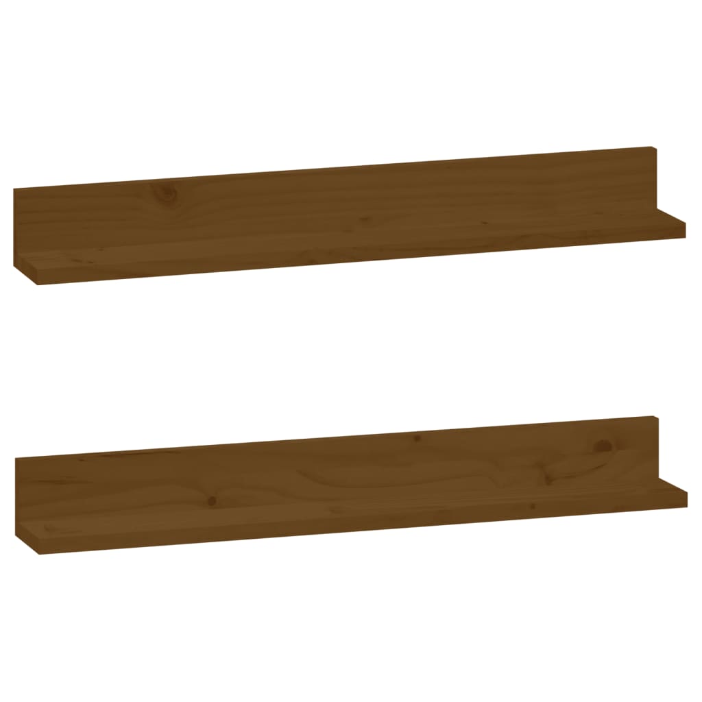 Seinähyllyt 2 kpl hunajanruskea 80x11x9 cm täysi mänty - Sisustajankoti.fi