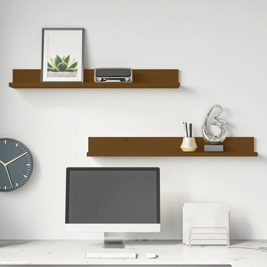 Seinähyllyt 2 kpl hunajanruskea 80x11x9 cm täysi mänty - Sisustajankoti.fi