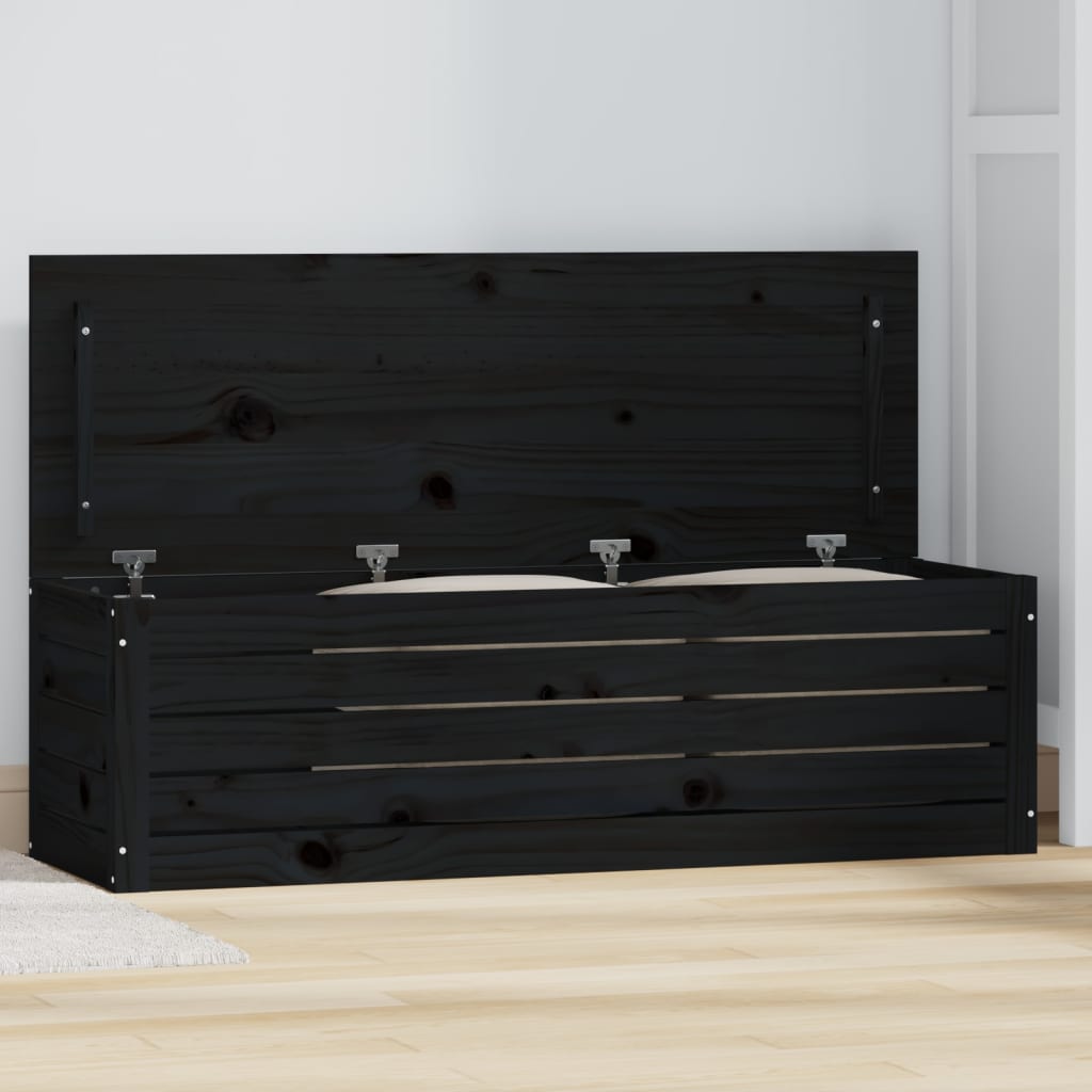 Säilytyslaatikko musta 109x36,5x33 cm täysi mänty - Sisustajankoti.fi