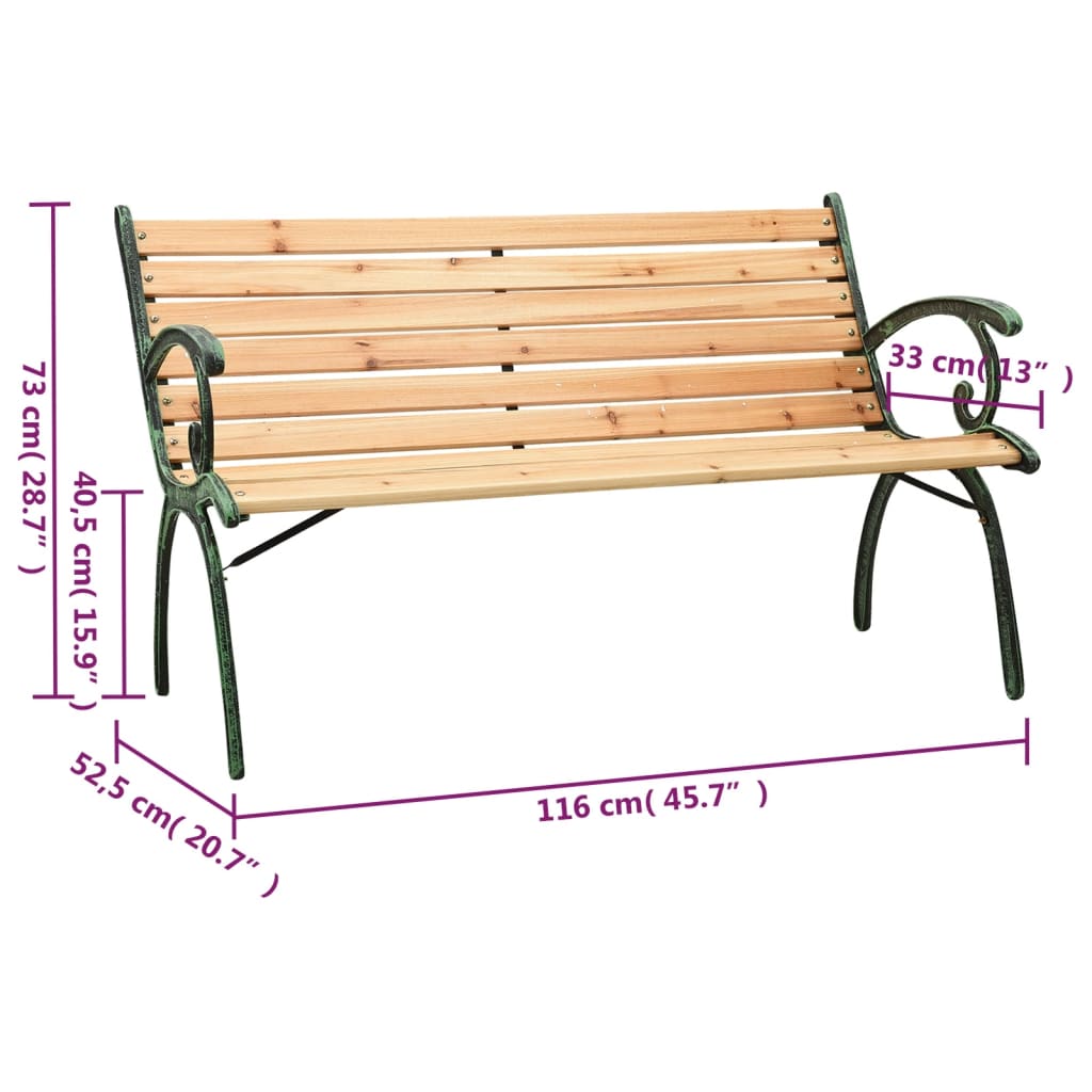 Puutarhapenkki 116 cm valurauta ja täysi kuusi - Sisustajankoti.fi