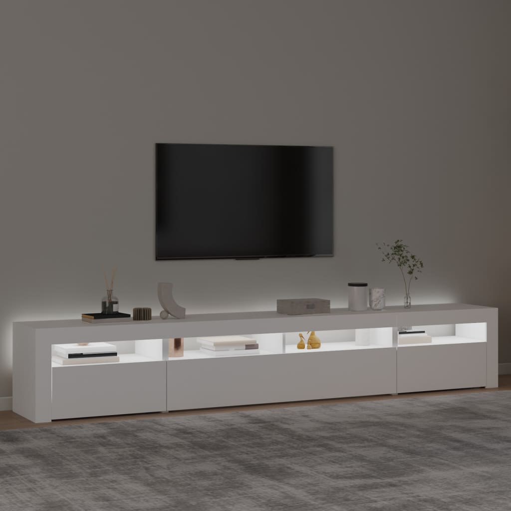 TV-taso LED-valoilla valkoinen 240x35x40 cm - Sisustajankoti.fi
