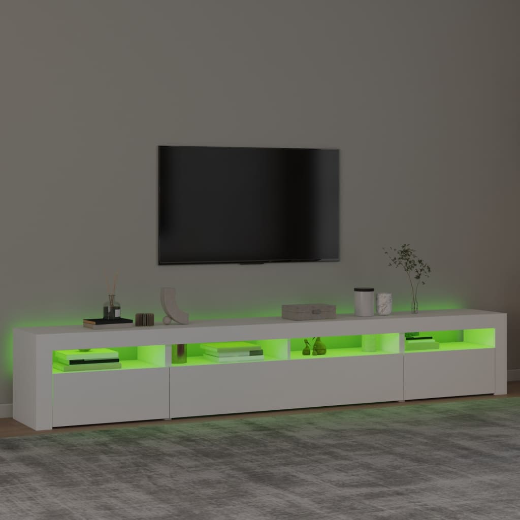 TV-taso LED-valoilla valkoinen 240x35x40 cm - Sisustajankoti.fi