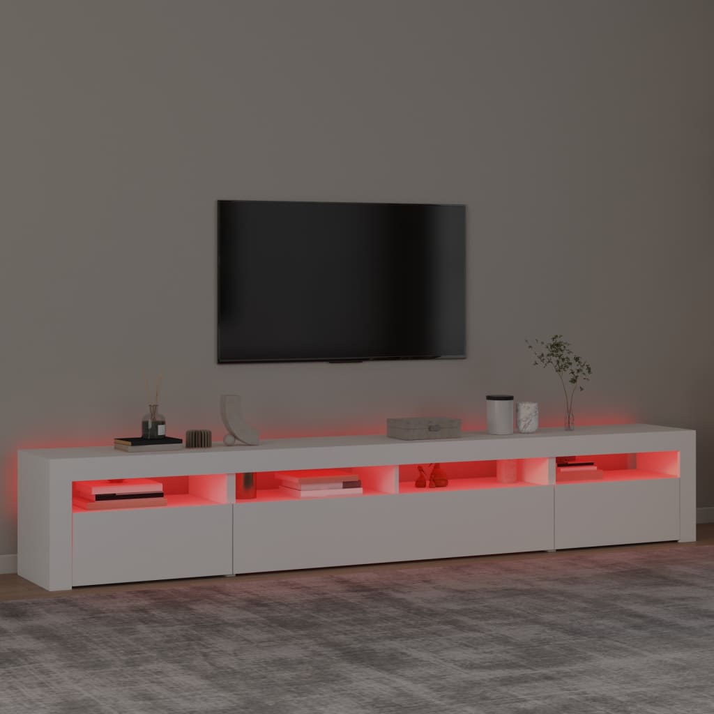 TV-taso LED-valoilla valkoinen 240x35x40 cm - Sisustajankoti.fi