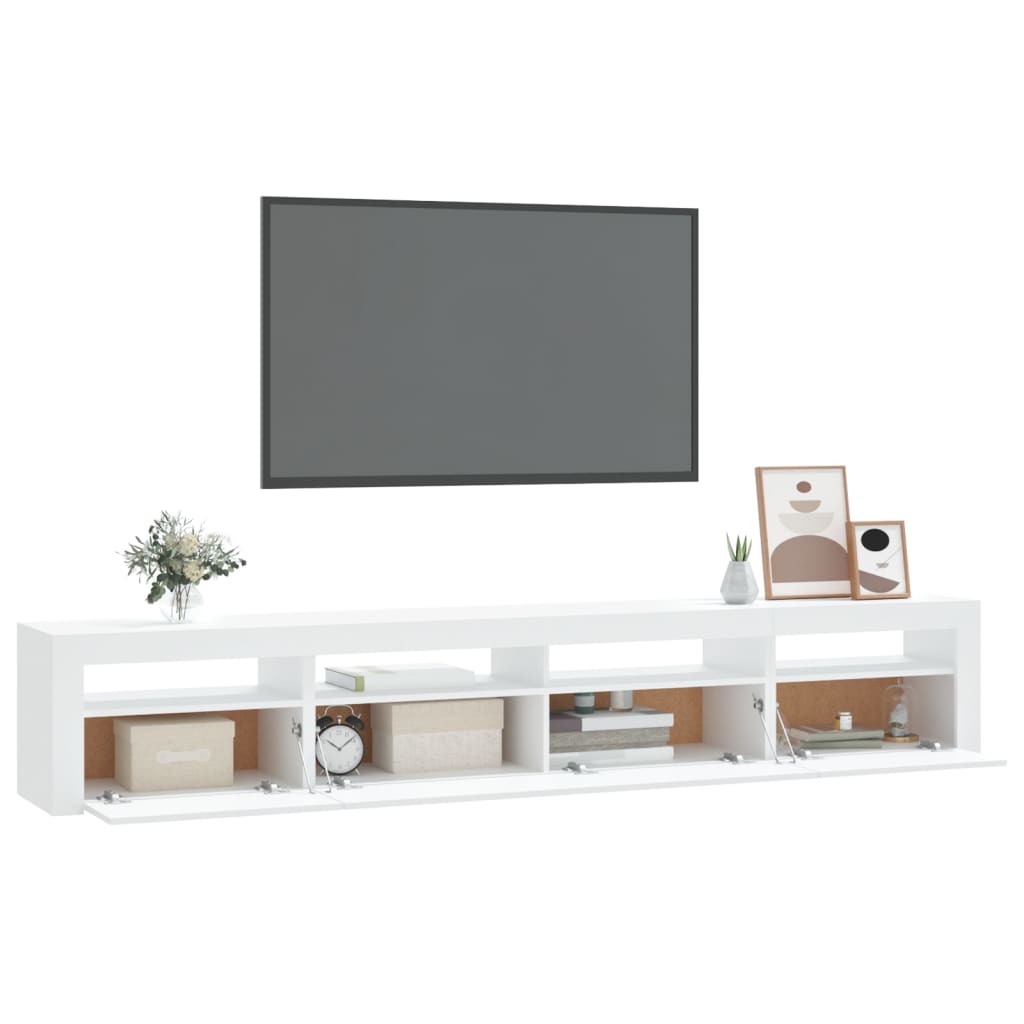 TV-taso LED-valoilla valkoinen 240x35x40 cm - Sisustajankoti.fi
