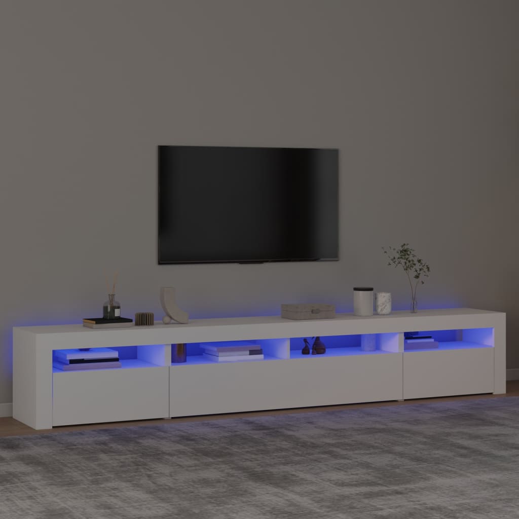 TV-taso LED-valoilla valkoinen 240x35x40 cm - Sisustajankoti.fi