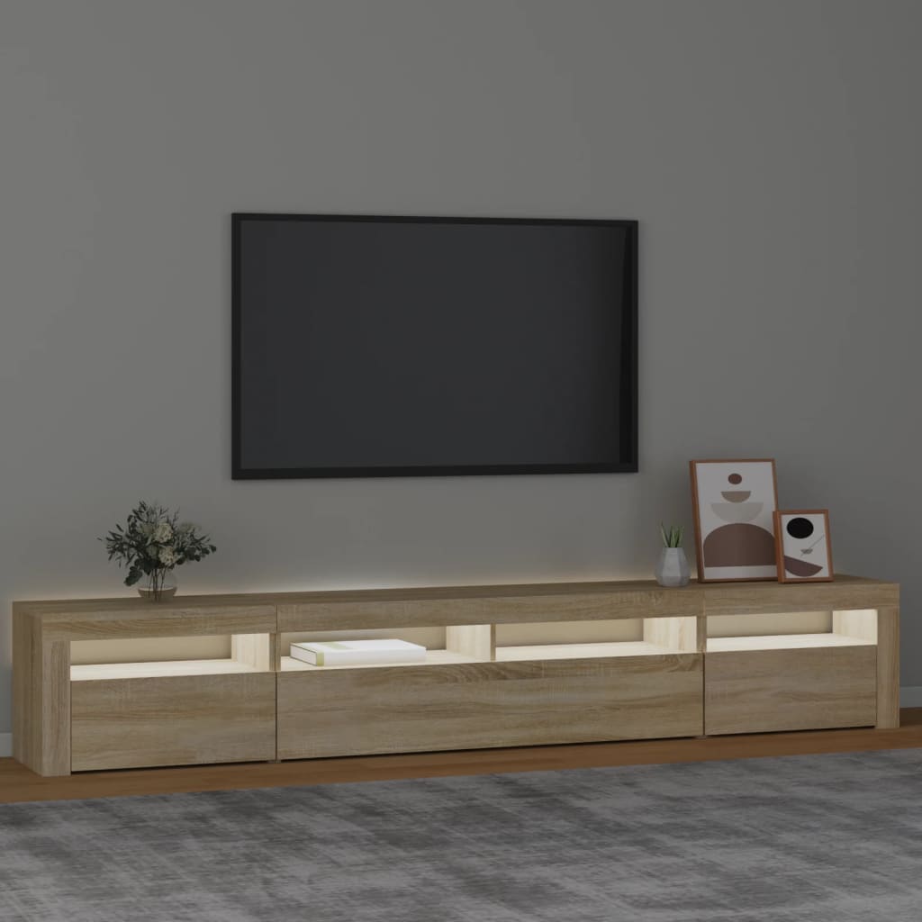 TV-taso LED-valoilla Sonoma-tammi 240x35x40 cm - Sisustajankoti.fi