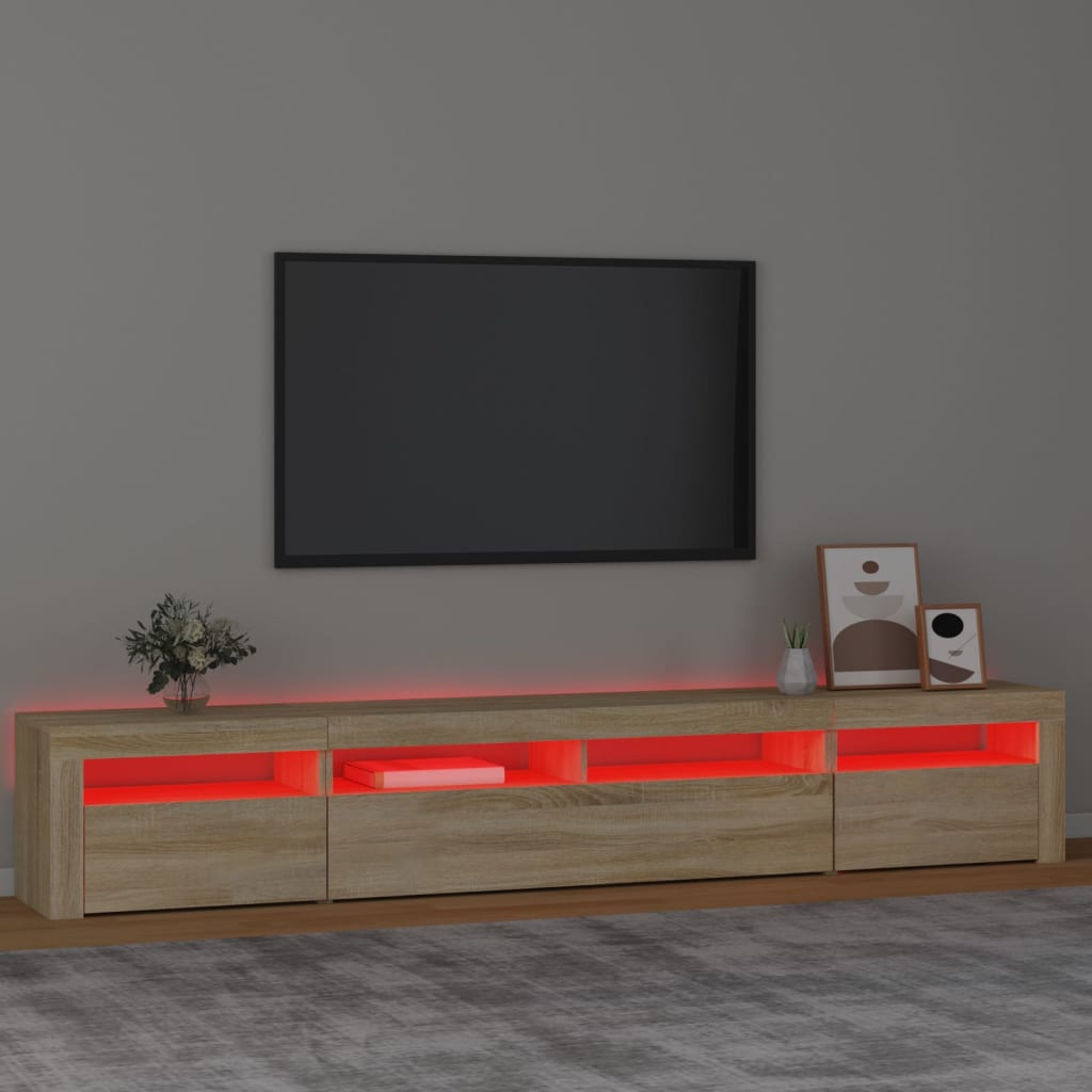 TV-taso LED-valoilla Sonoma-tammi 240x35x40 cm - Sisustajankoti.fi