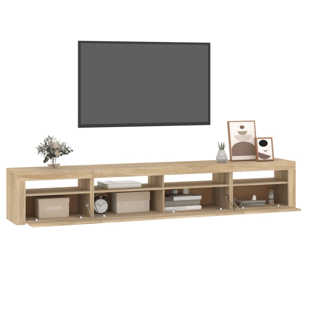 TV-taso LED-valoilla Sonoma-tammi 240x35x40 cm - Sisustajankoti.fi