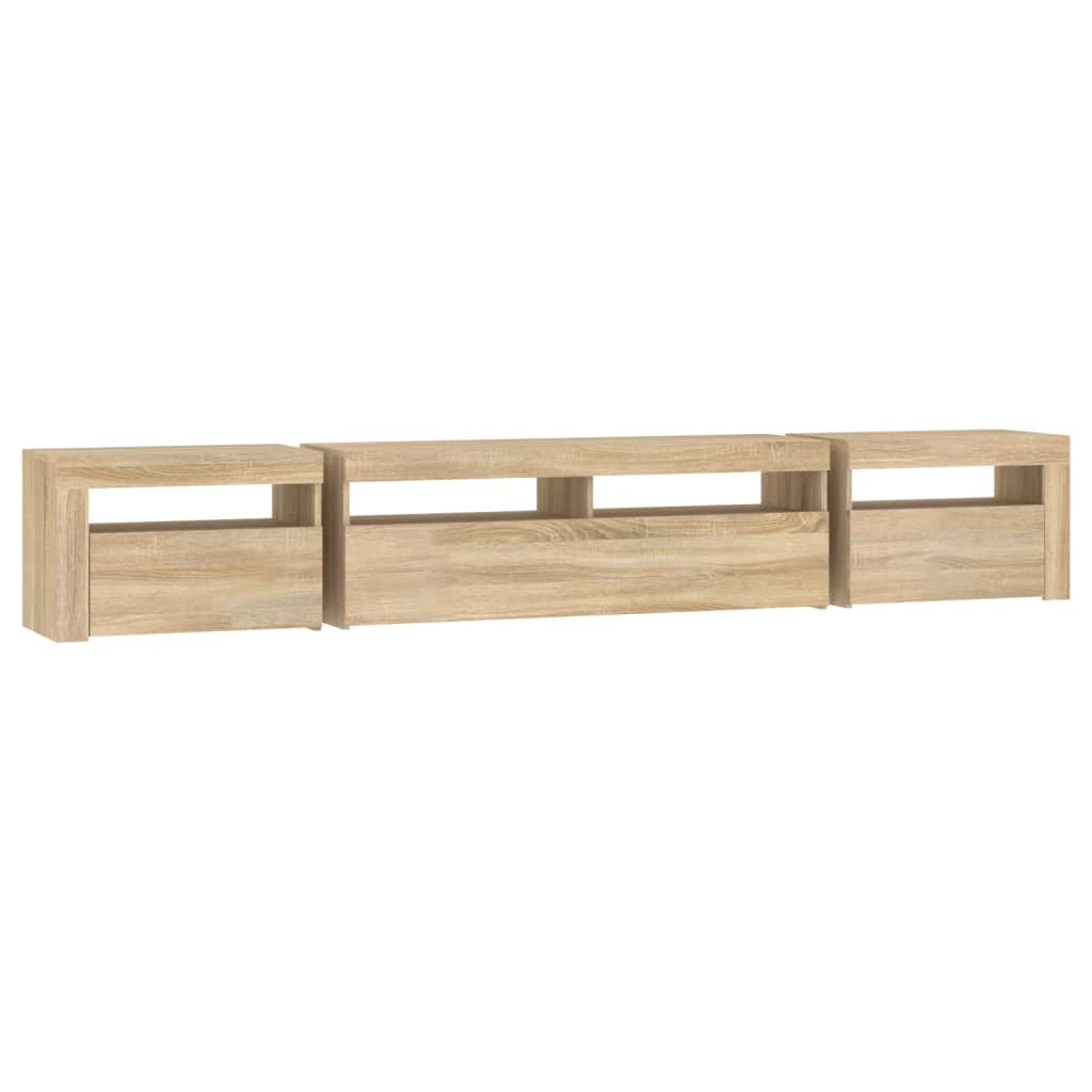 TV-taso LED-valoilla Sonoma-tammi 240x35x40 cm - Sisustajankoti.fi