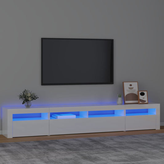 TV-taso LED-valoilla korkeakiilto valkoinen 240x35x40 cm - Sisustajankoti.fi