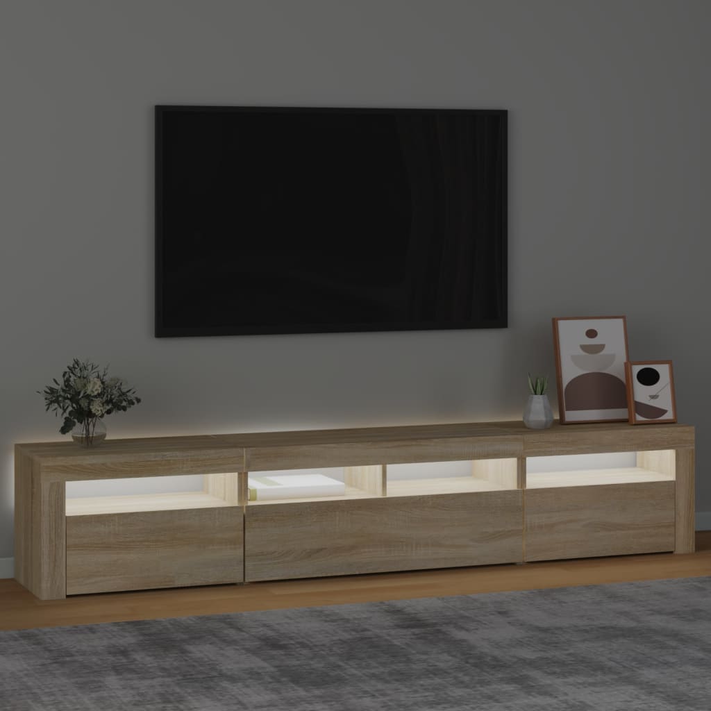 TV-taso LED-valoilla Sonoma-tammi 210x35x40 cm - Sisustajankoti.fi