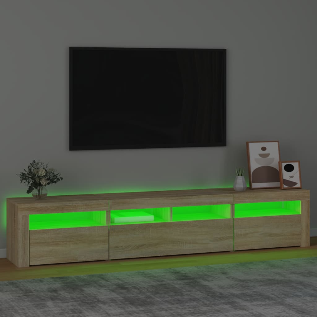TV-taso LED-valoilla Sonoma-tammi 210x35x40 cm - Sisustajankoti.fi