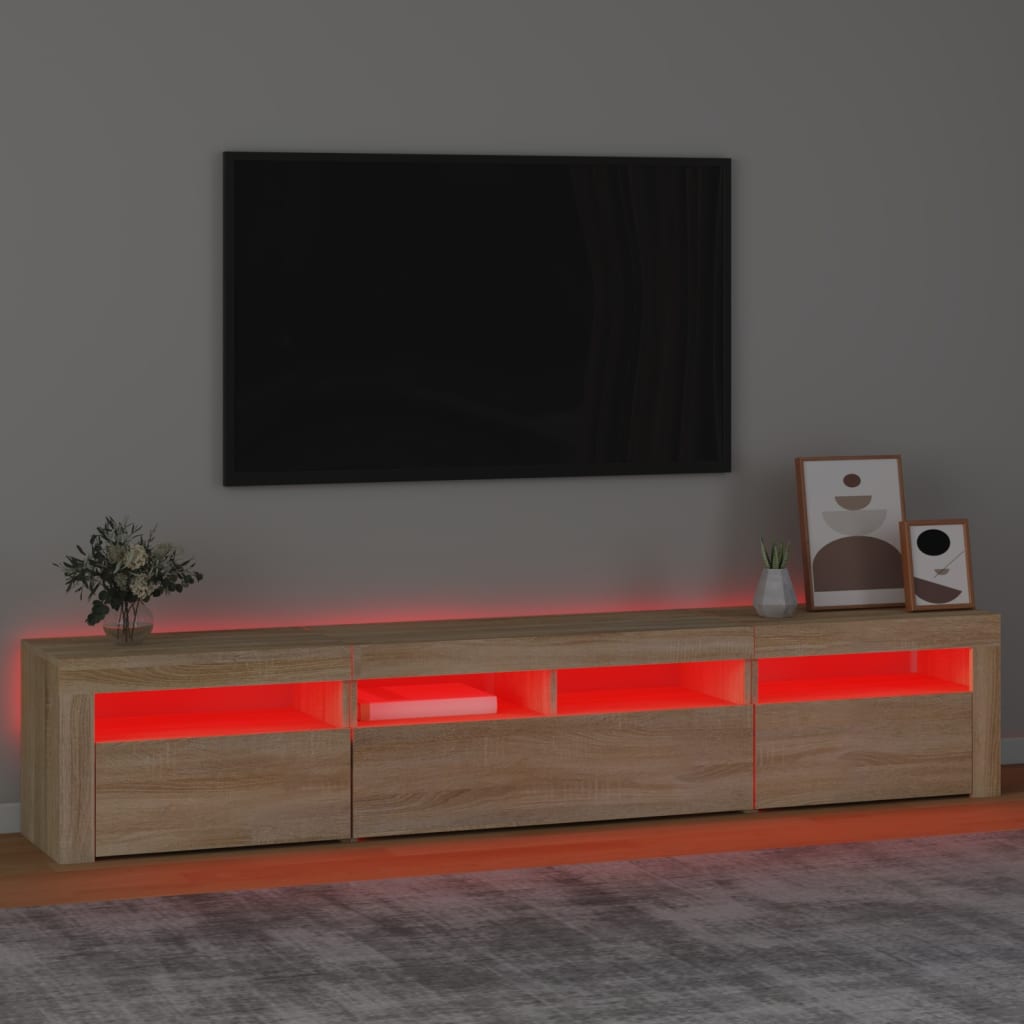 TV-taso LED-valoilla Sonoma-tammi 210x35x40 cm - Sisustajankoti.fi