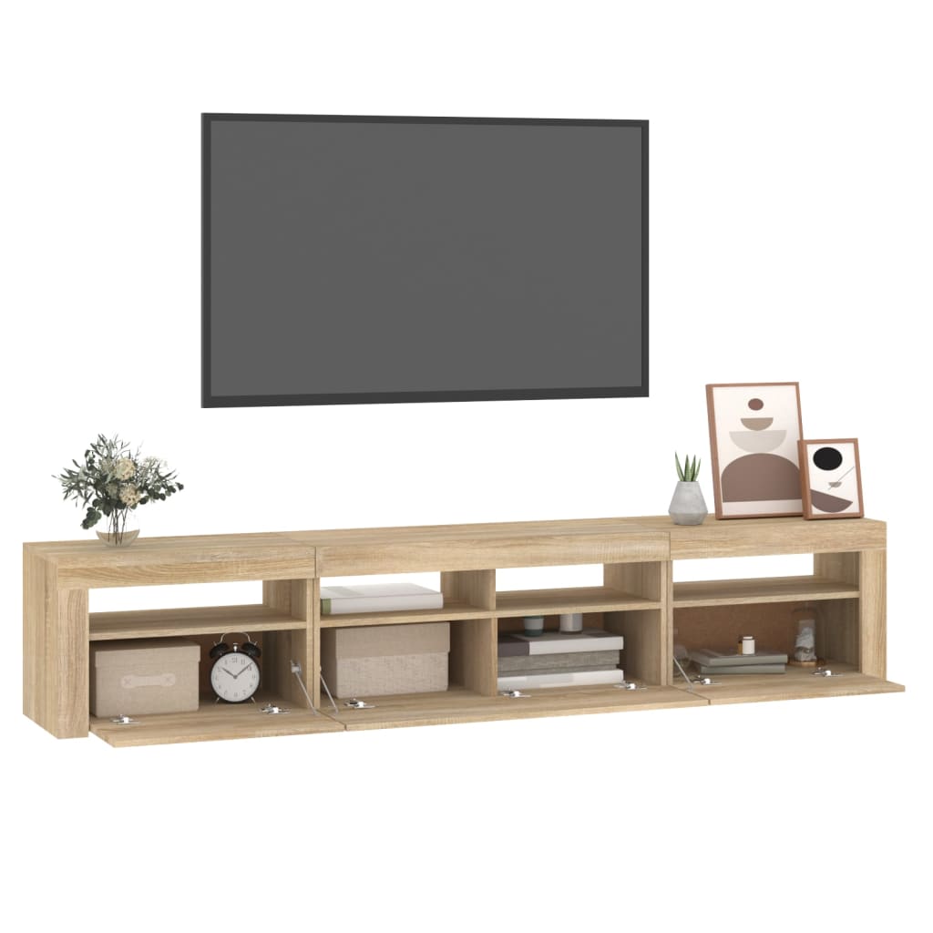 TV-taso LED-valoilla Sonoma-tammi 210x35x40 cm - Sisustajankoti.fi