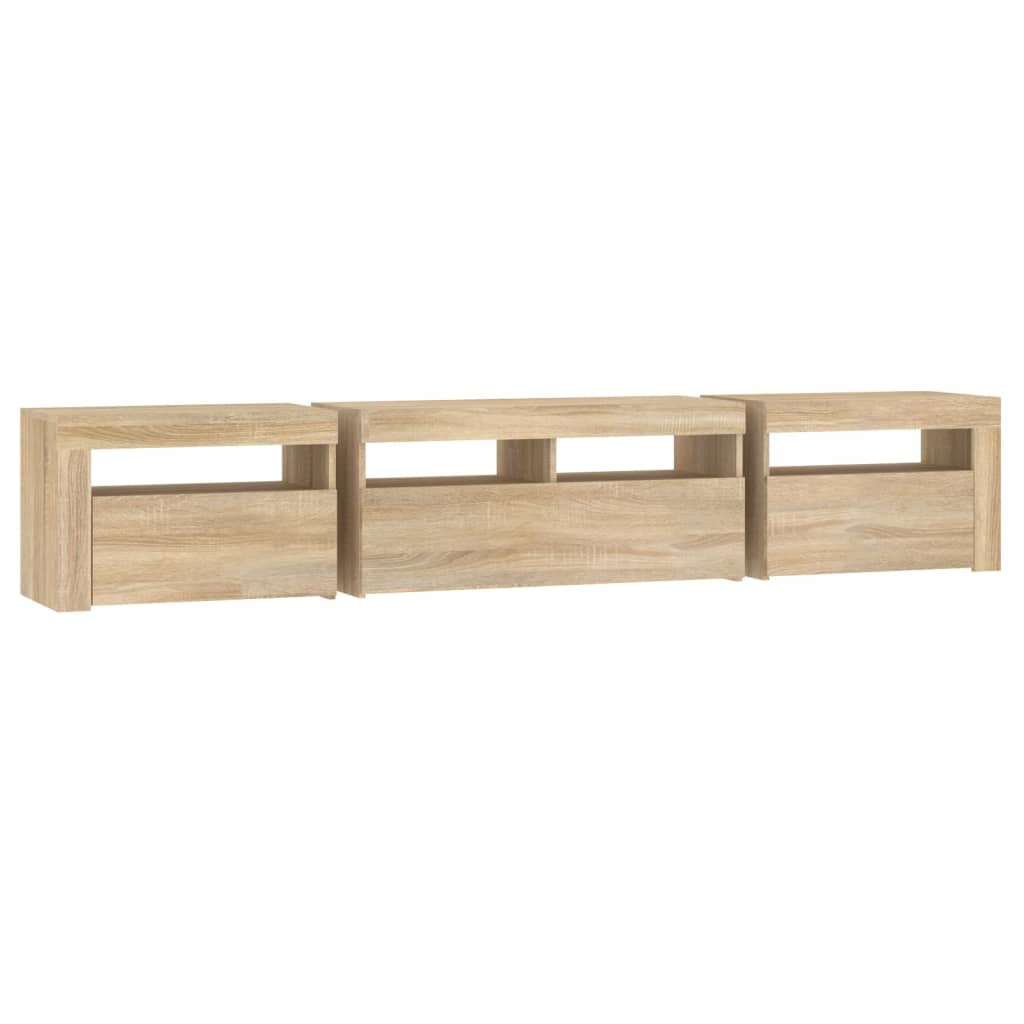 TV-taso LED-valoilla Sonoma-tammi 210x35x40 cm - Sisustajankoti.fi