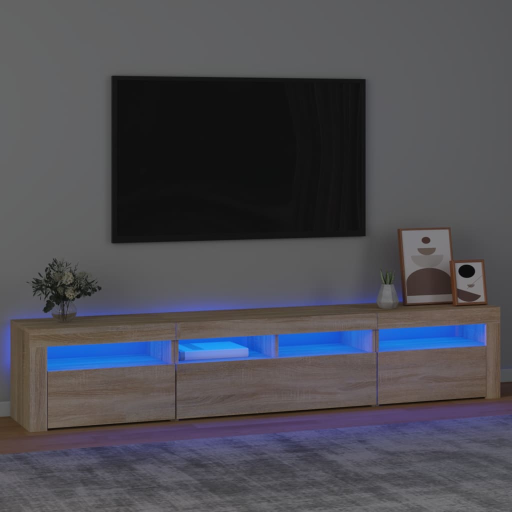 TV-taso LED-valoilla Sonoma-tammi 210x35x40 cm - Sisustajankoti.fi