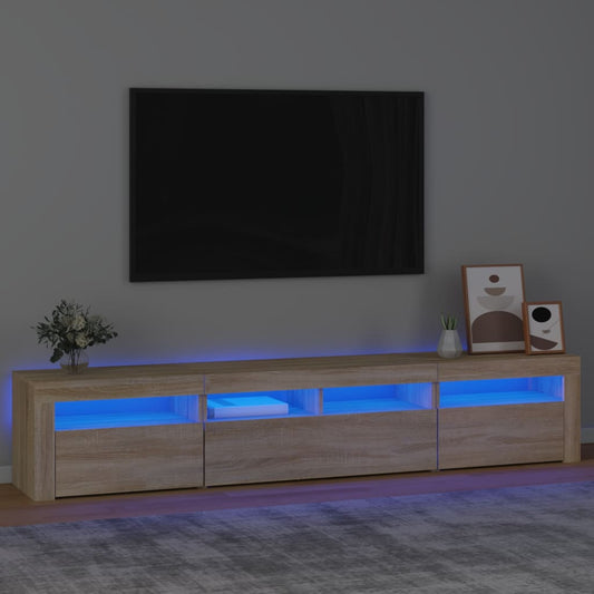 TV-taso LED-valoilla Sonoma-tammi 210x35x40 cm - Sisustajankoti.fi