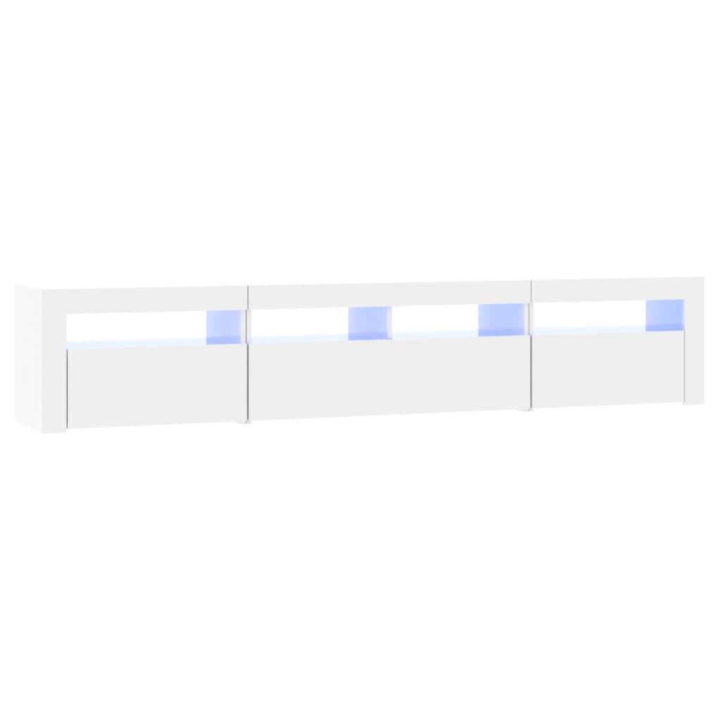 TV-taso LED-valoilla korkeakiilto valkoinen 210x35x40 cm - Sisustajankoti.fi