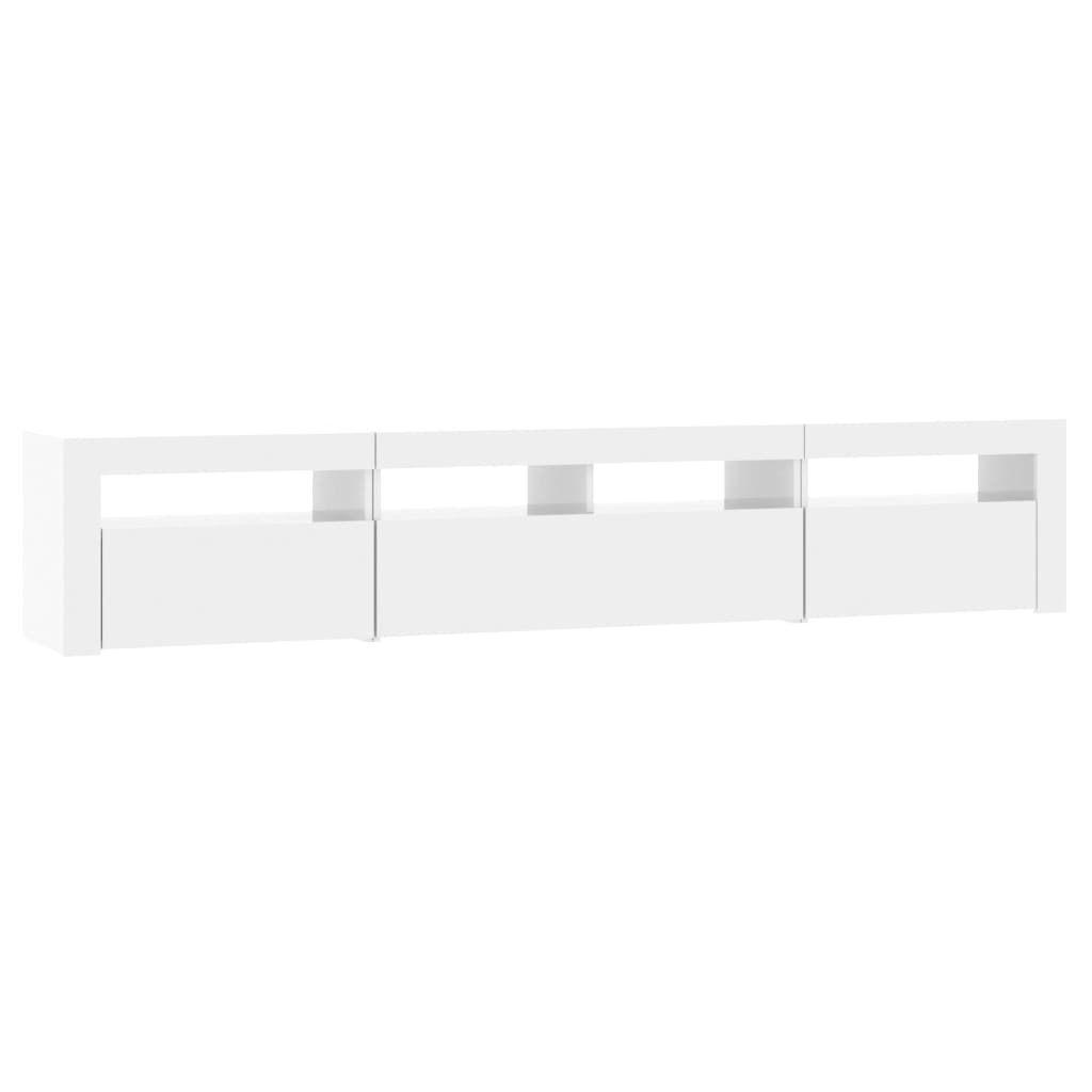 TV-taso LED-valoilla korkeakiilto valkoinen 210x35x40 cm - Sisustajankoti.fi