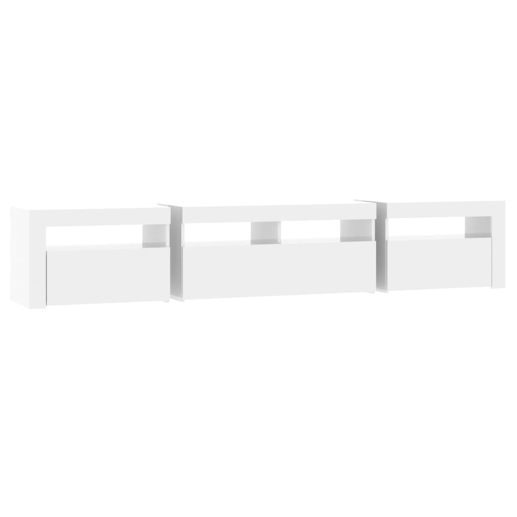 TV-taso LED-valoilla korkeakiilto valkoinen 210x35x40 cm - Sisustajankoti.fi