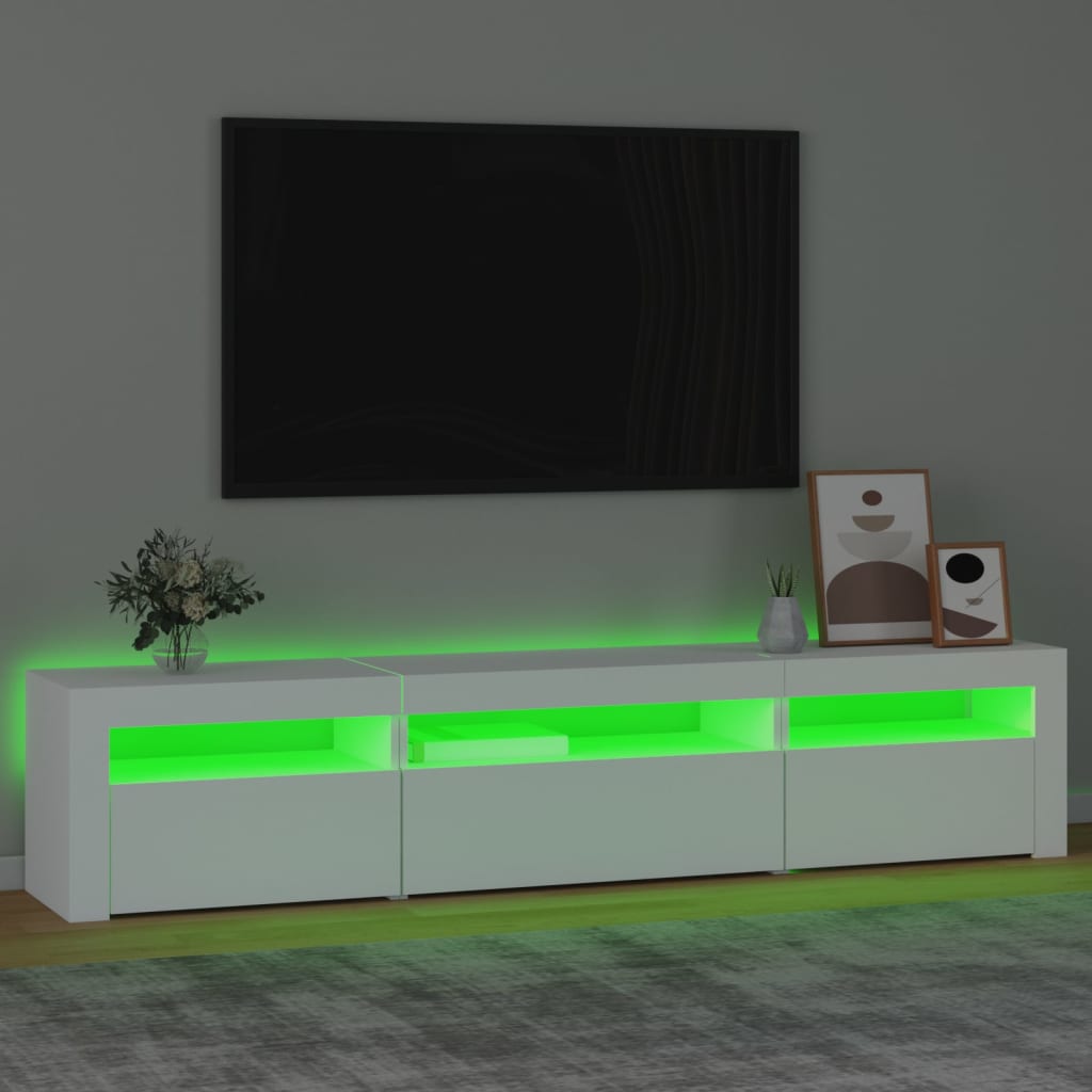 TV-taso LED-valoilla valkoinen 195x35x40 cm - Sisustajankoti.fi
