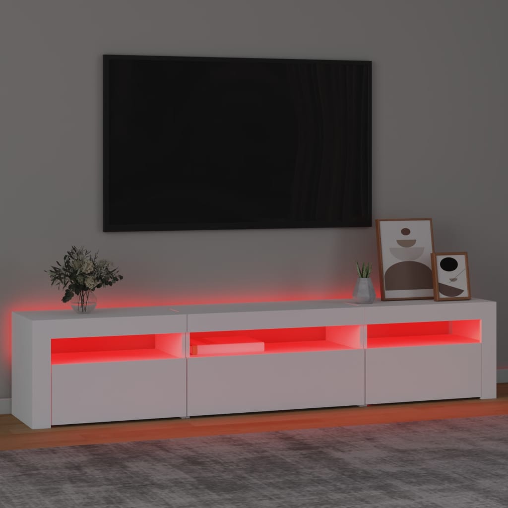 TV-taso LED-valoilla valkoinen 195x35x40 cm - Sisustajankoti.fi