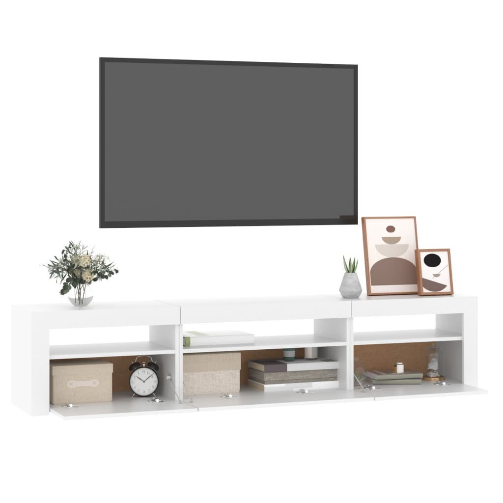 TV-taso LED-valoilla valkoinen 195x35x40 cm - Sisustajankoti.fi
