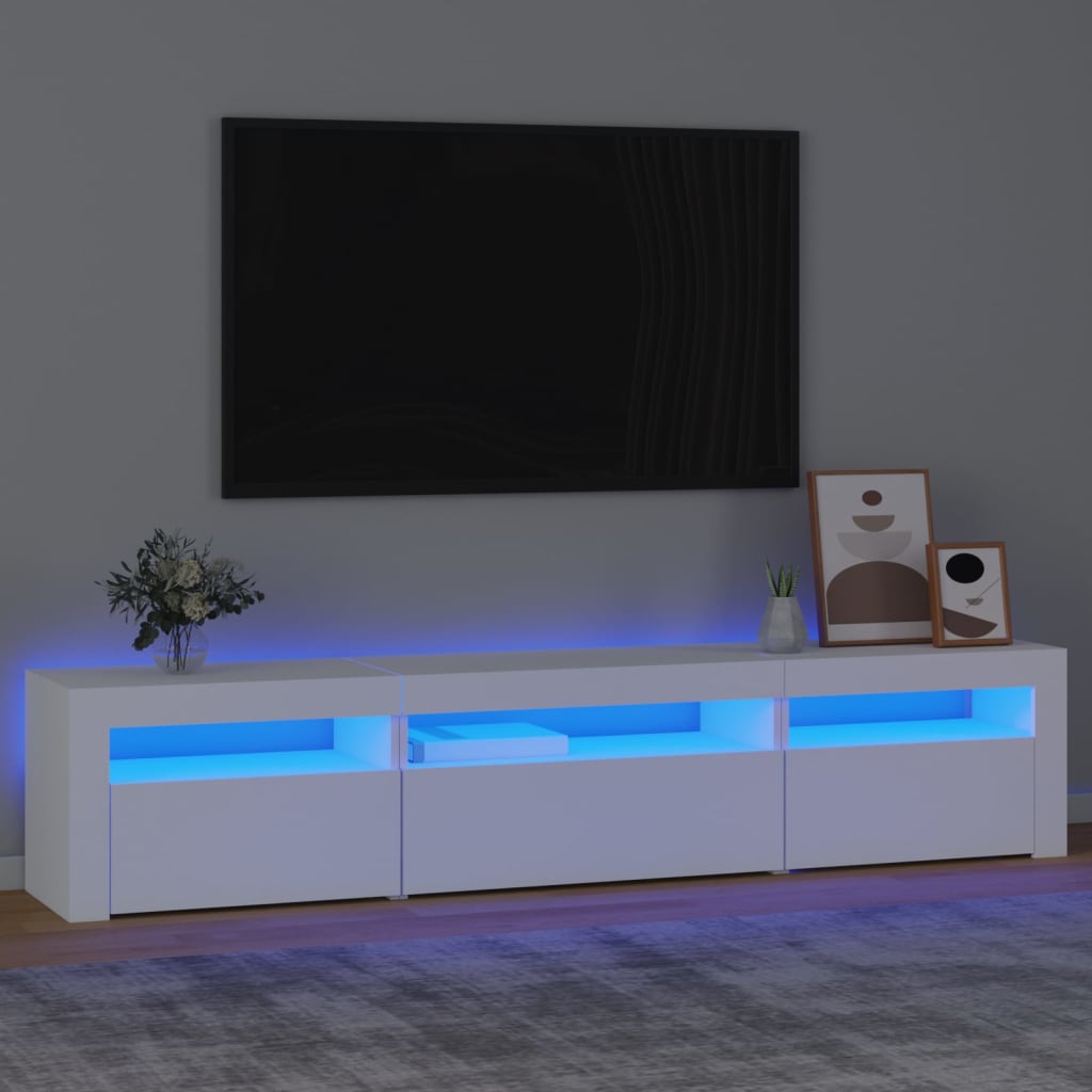TV-taso LED-valoilla valkoinen 195x35x40 cm - Sisustajankoti.fi