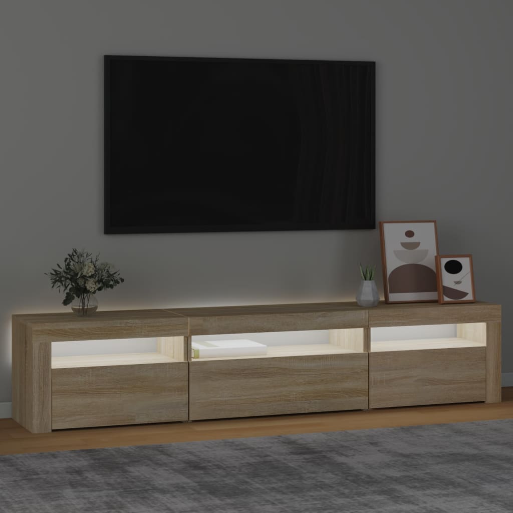TV-taso LED-valoilla Sonoma-tammi 195x35x40 cm - Sisustajankoti.fi