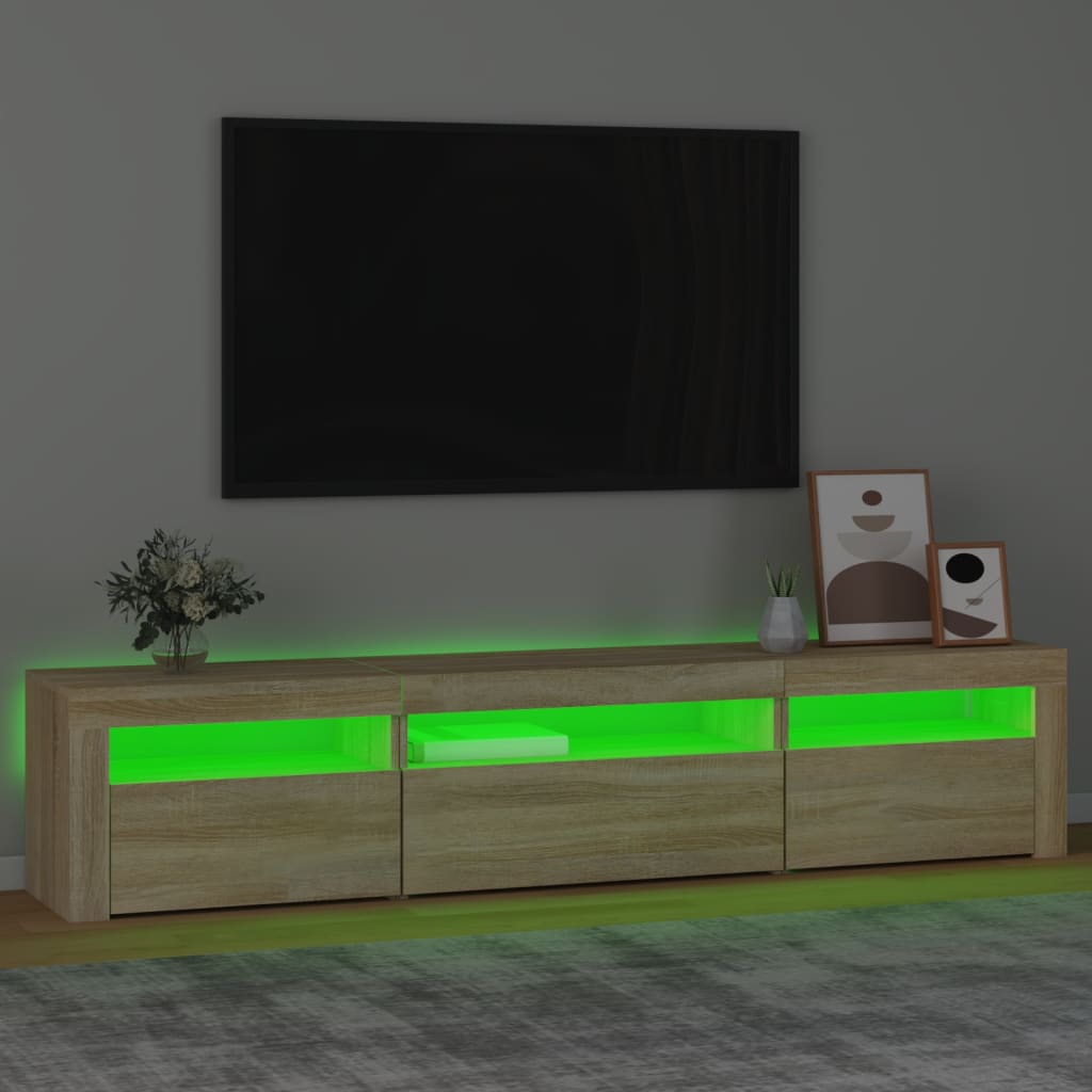 TV-taso LED-valoilla Sonoma-tammi 195x35x40 cm - Sisustajankoti.fi