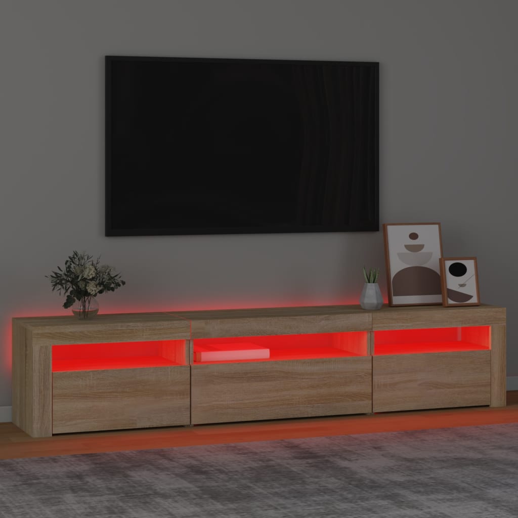 TV-taso LED-valoilla Sonoma-tammi 195x35x40 cm - Sisustajankoti.fi