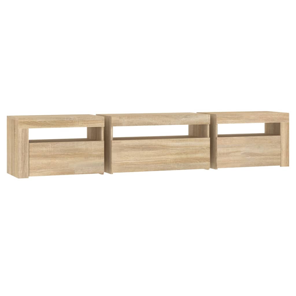 TV-taso LED-valoilla Sonoma-tammi 195x35x40 cm - Sisustajankoti.fi