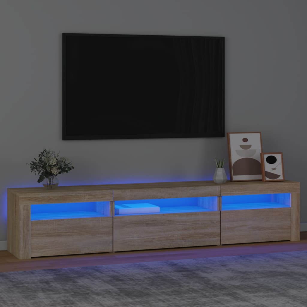 TV-taso LED-valoilla Sonoma-tammi 195x35x40 cm - Sisustajankoti.fi