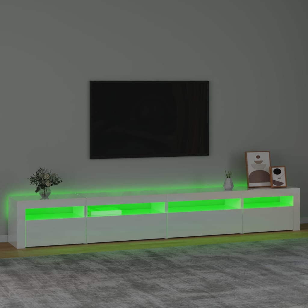 TV-taso LED-valoilla korkeakiilto valkoinen 270x35x40 cm - Sisustajankoti.fi