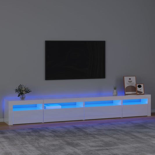 TV-taso LED-valoilla korkeakiilto valkoinen 270x35x40 cm - Sisustajankoti.fi