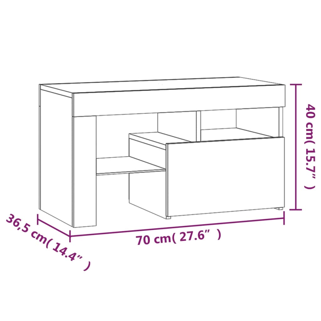 Yöpöydät 2 kpl LED-valoilla ruskea tammi 70x36,5x40 cm - Sisustajankoti.fi