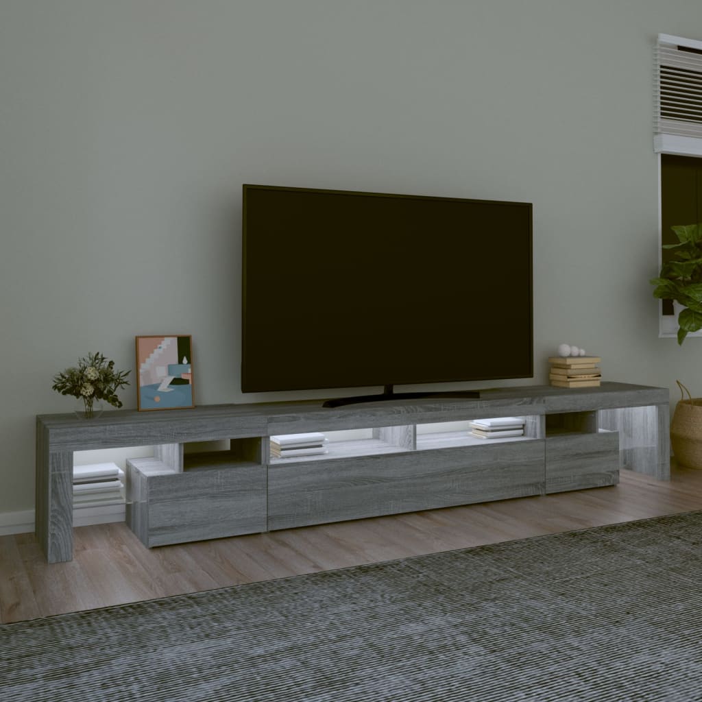 TV-taso LED-valoilla harmaa Sonoma 260x36,5x40 cm - Sisustajankoti.fi