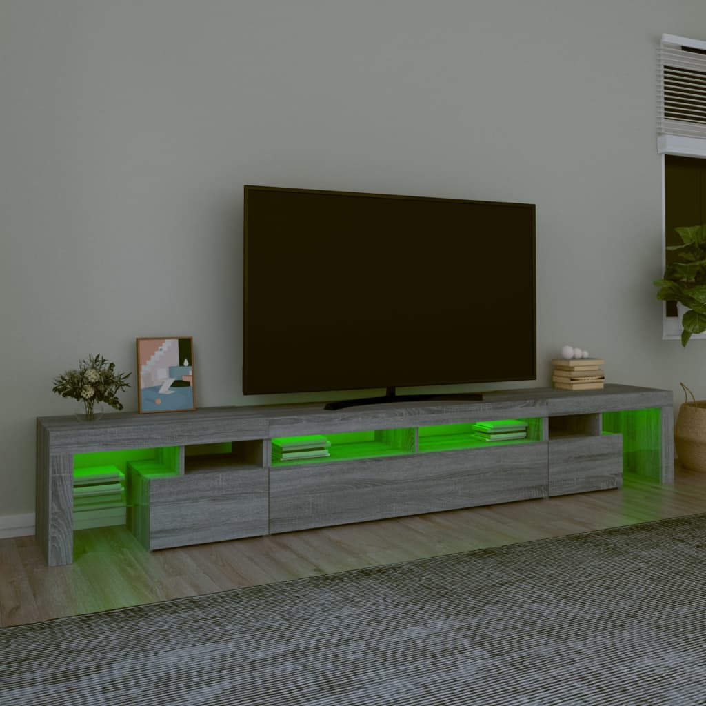 TV-taso LED-valoilla harmaa Sonoma 260x36,5x40 cm - Sisustajankoti.fi
