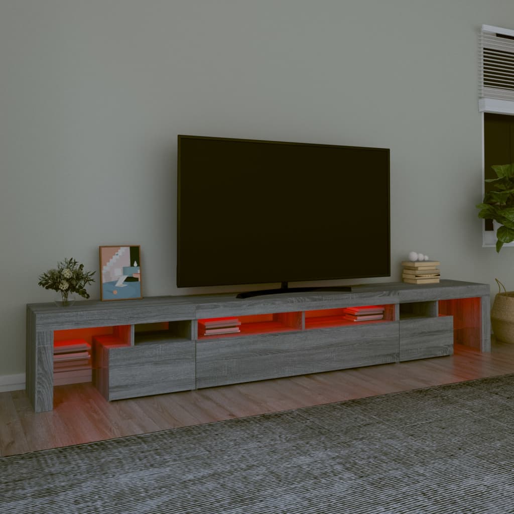 TV-taso LED-valoilla harmaa Sonoma 260x36,5x40 cm - Sisustajankoti.fi