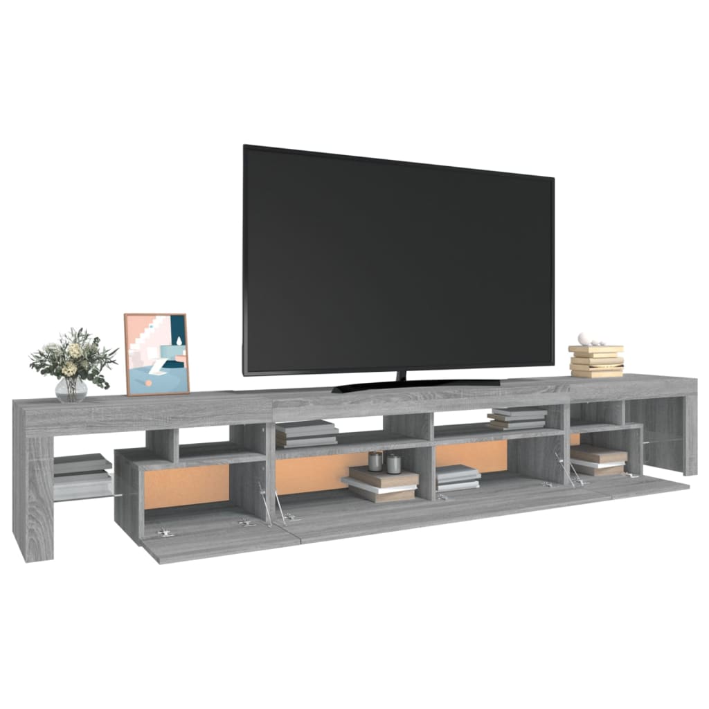 TV-taso LED-valoilla harmaa Sonoma 260x36,5x40 cm - Sisustajankoti.fi