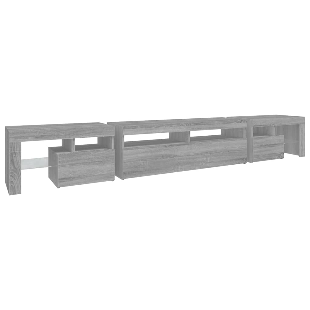 TV-taso LED-valoilla harmaa Sonoma 260x36,5x40 cm - Sisustajankoti.fi