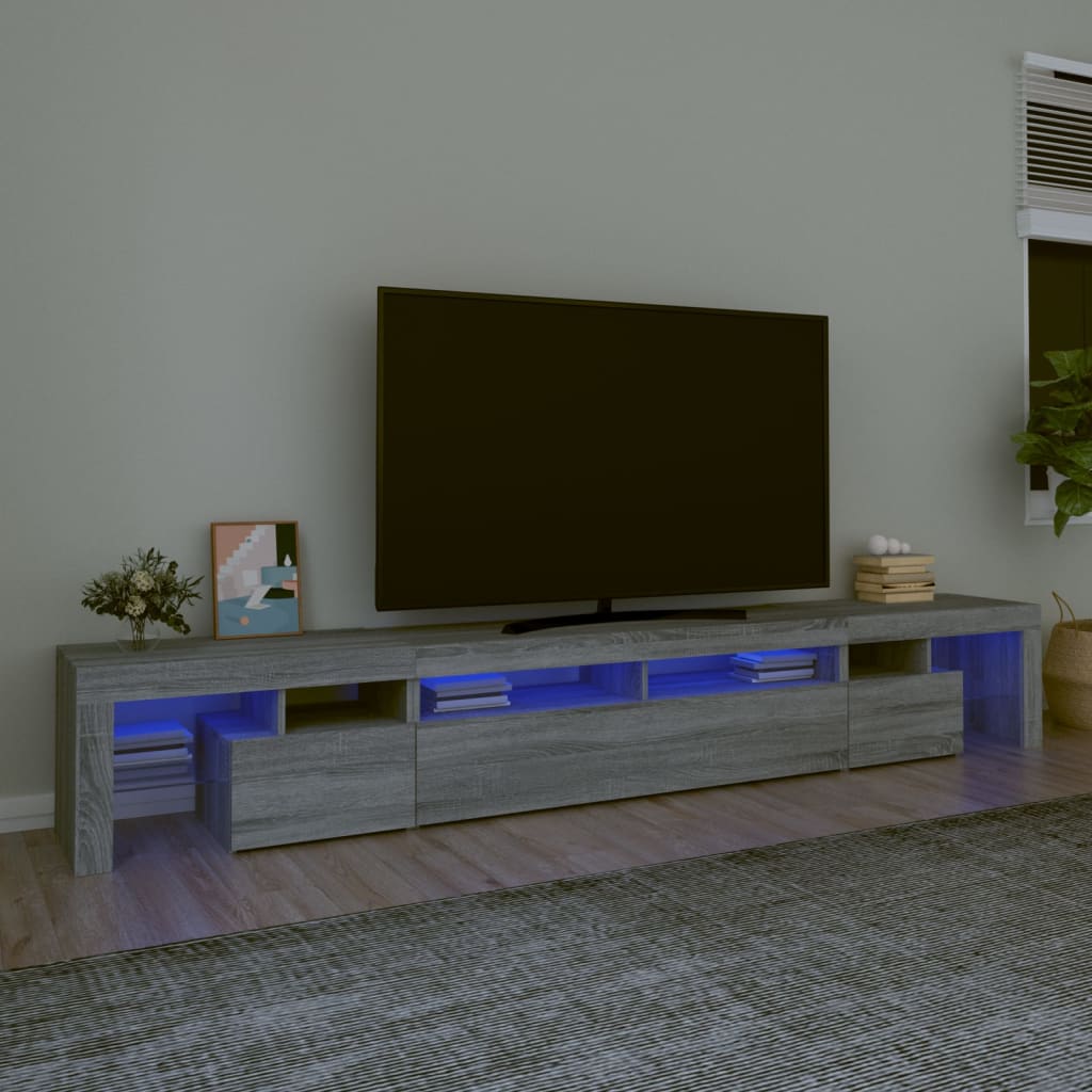 TV-taso LED-valoilla harmaa Sonoma 260x36,5x40 cm - Sisustajankoti.fi