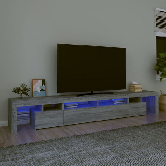 TV-taso LED-valoilla harmaa Sonoma 260x36,5x40 cm - Sisustajankoti.fi