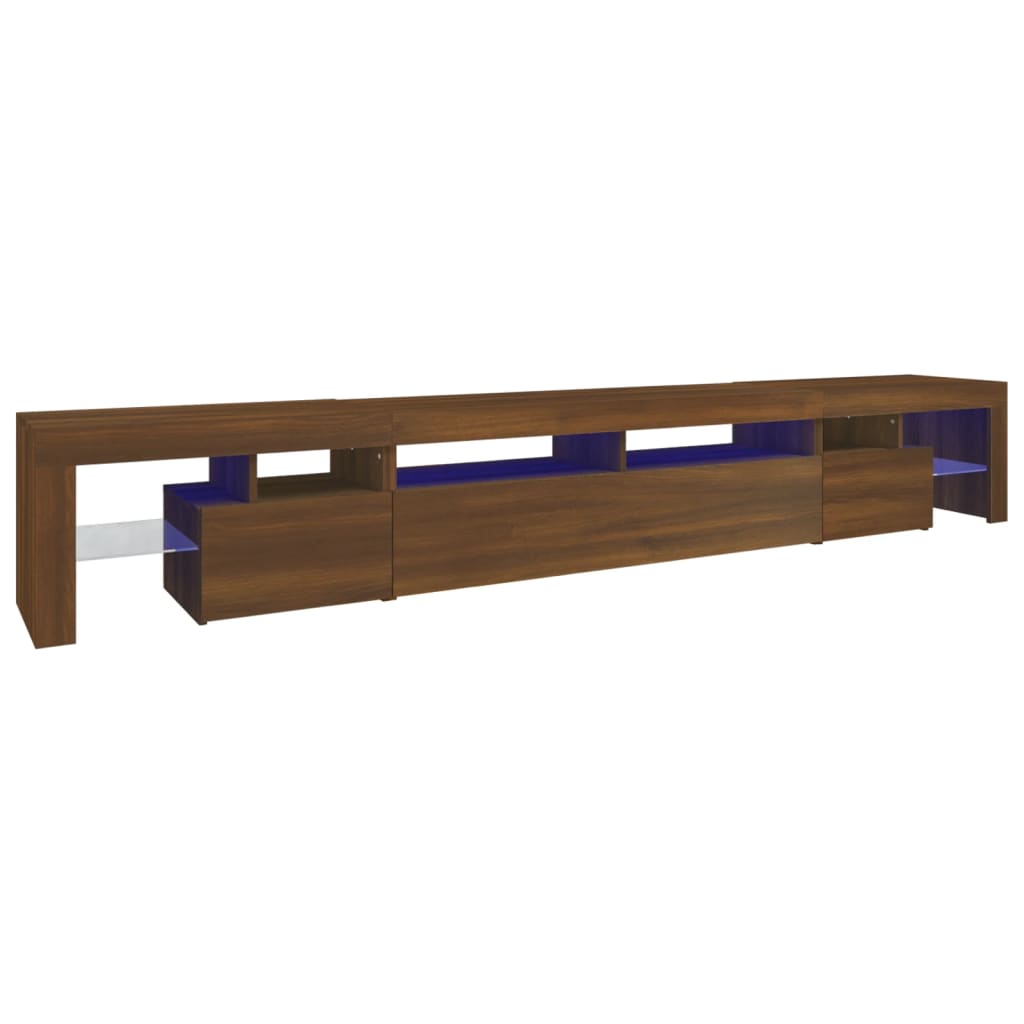TV-taso LED-valoilla ruskea tammi 260x36,5x40 cm - Sisustajankoti.fi