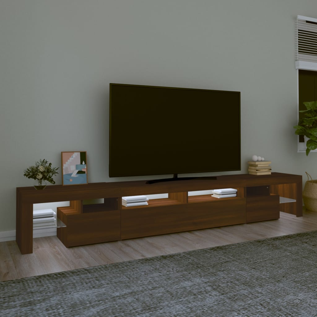 TV-taso LED-valoilla ruskea tammi 260x36,5x40 cm - Sisustajankoti.fi