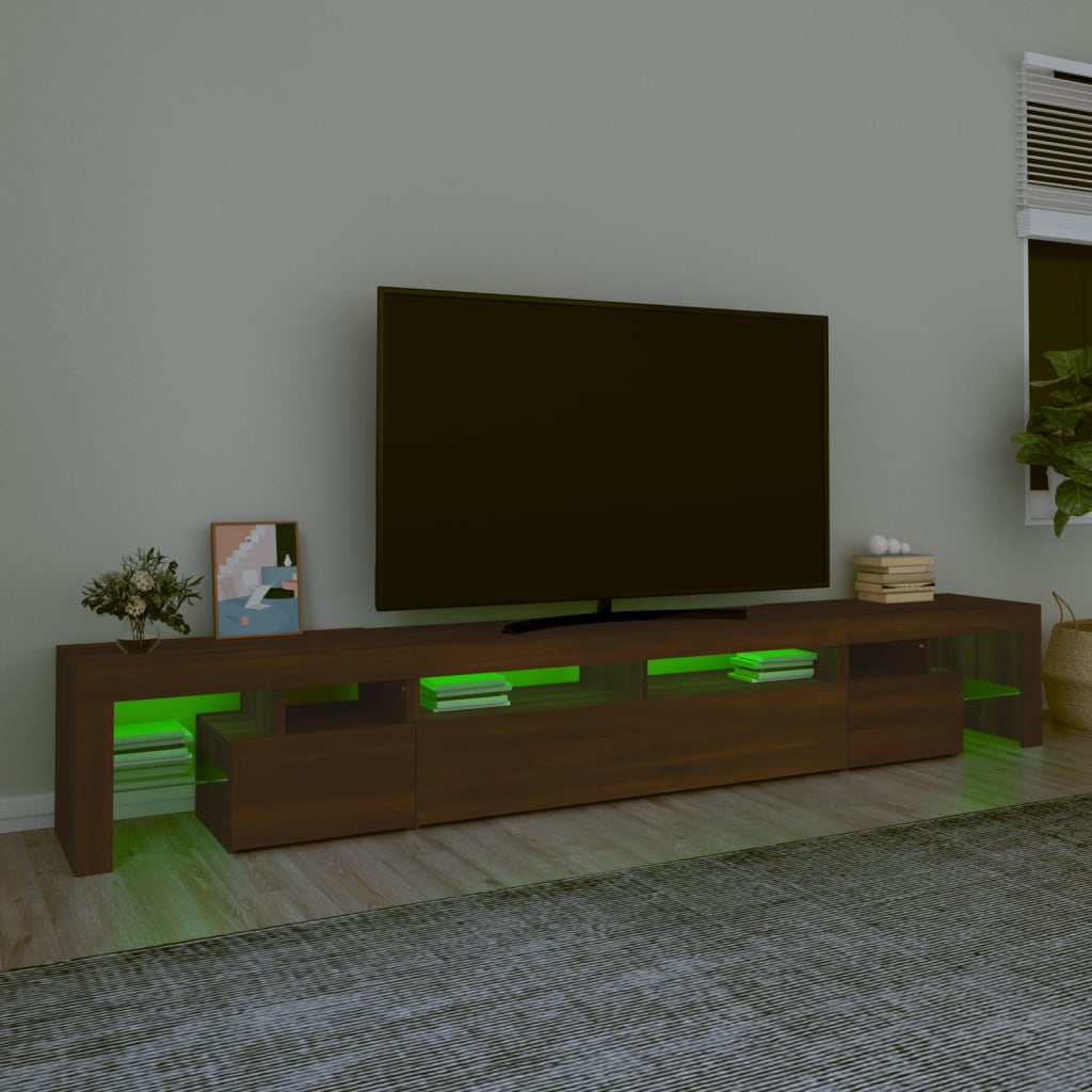 TV-taso LED-valoilla ruskea tammi 260x36,5x40 cm - Sisustajankoti.fi