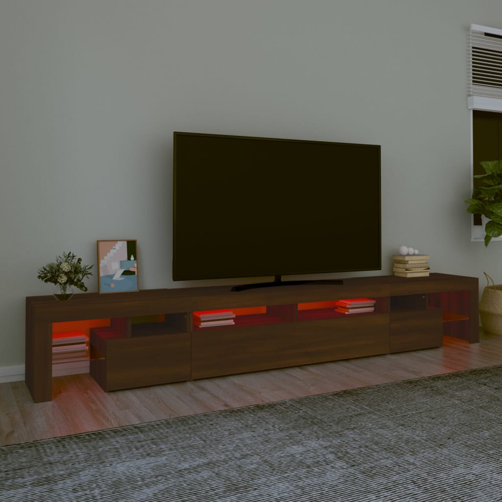 TV-taso LED-valoilla ruskea tammi 260x36,5x40 cm - Sisustajankoti.fi