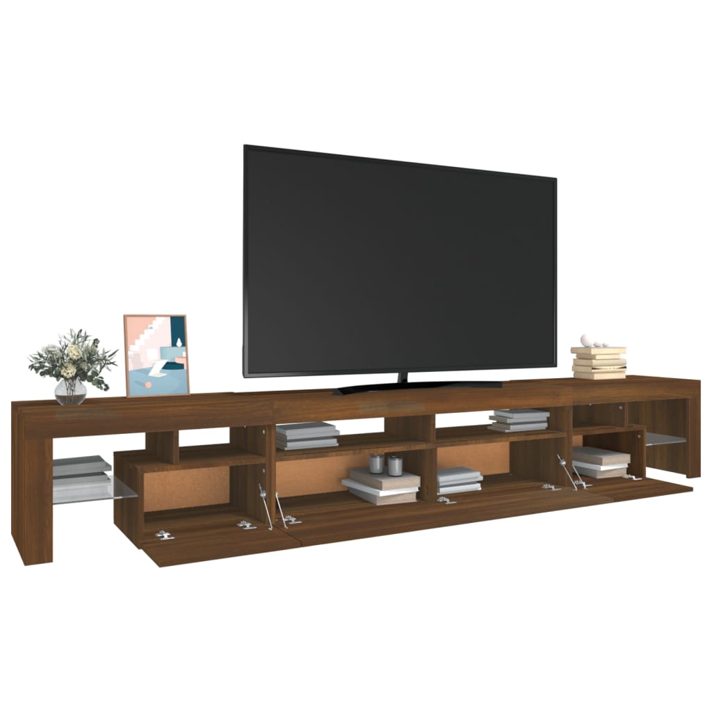 TV-taso LED-valoilla ruskea tammi 260x36,5x40 cm - Sisustajankoti.fi