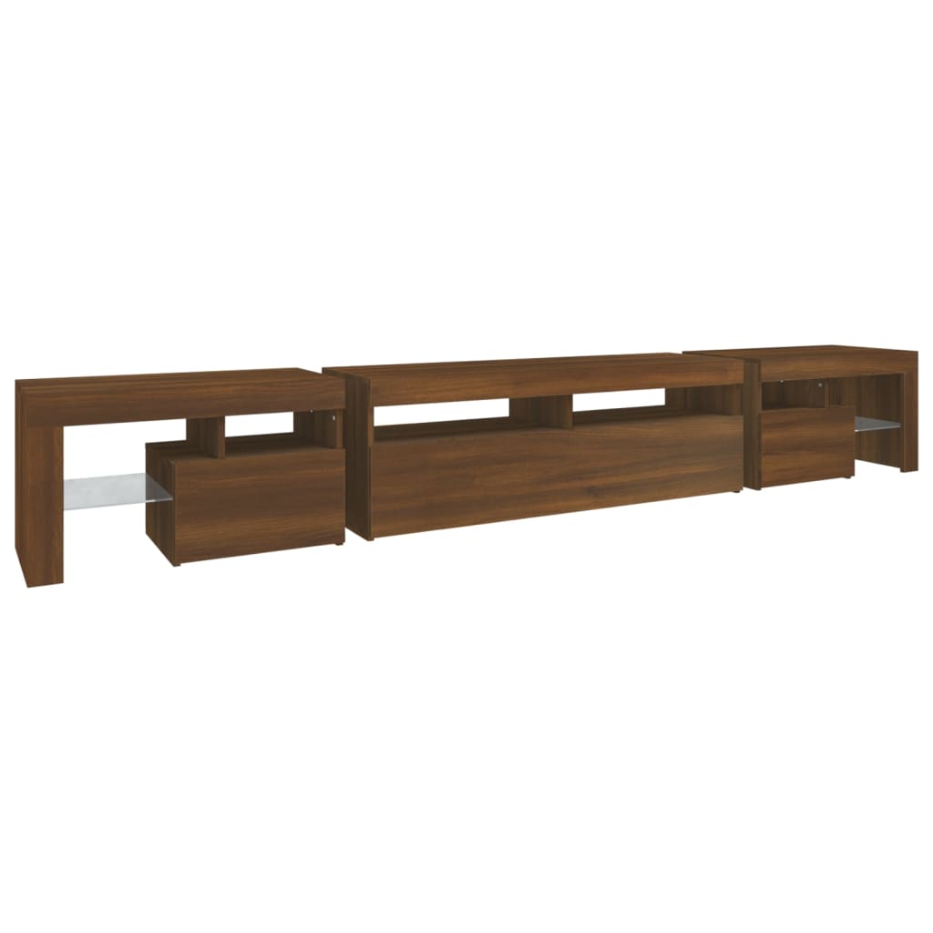 TV-taso LED-valoilla ruskea tammi 260x36,5x40 cm - Sisustajankoti.fi