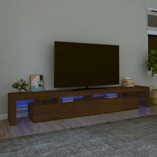 TV-taso LED-valoilla ruskea tammi 260x36,5x40 cm - Sisustajankoti.fi